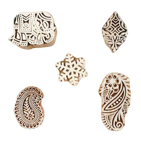 Set of 5 Piece New Mix Wooden Printing Blocks